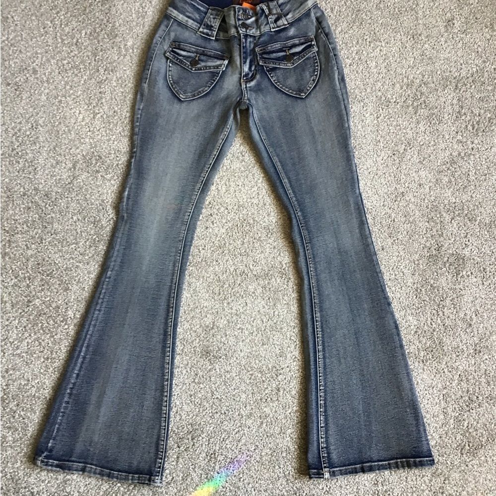 NWT Crest Flare Jeans Y2K Vintage Aesthetic Front Pockets Vintage 70’s Vibe - Picture 4 of 4